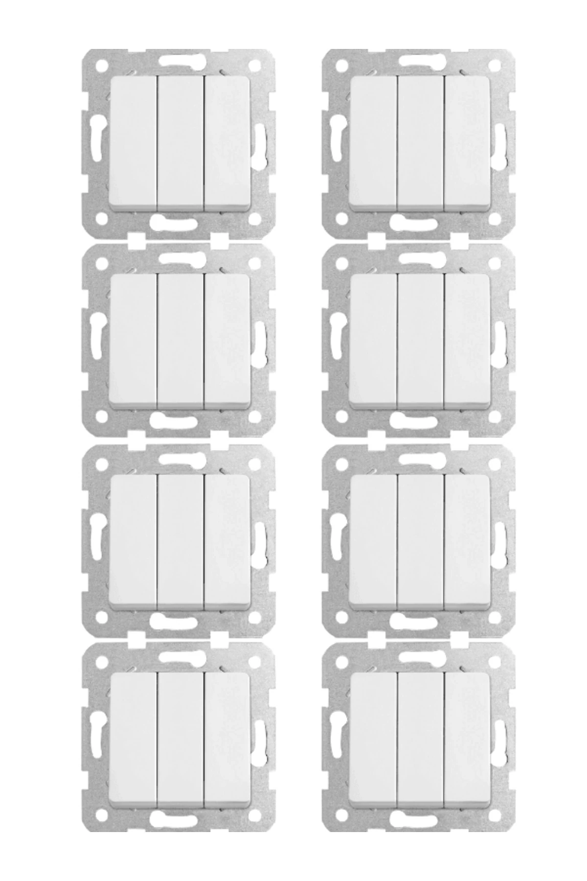 Viko Linnera Üçlü Anahtar Beyaz 90440068 (Çerçeve Dahil) (8 Adet)