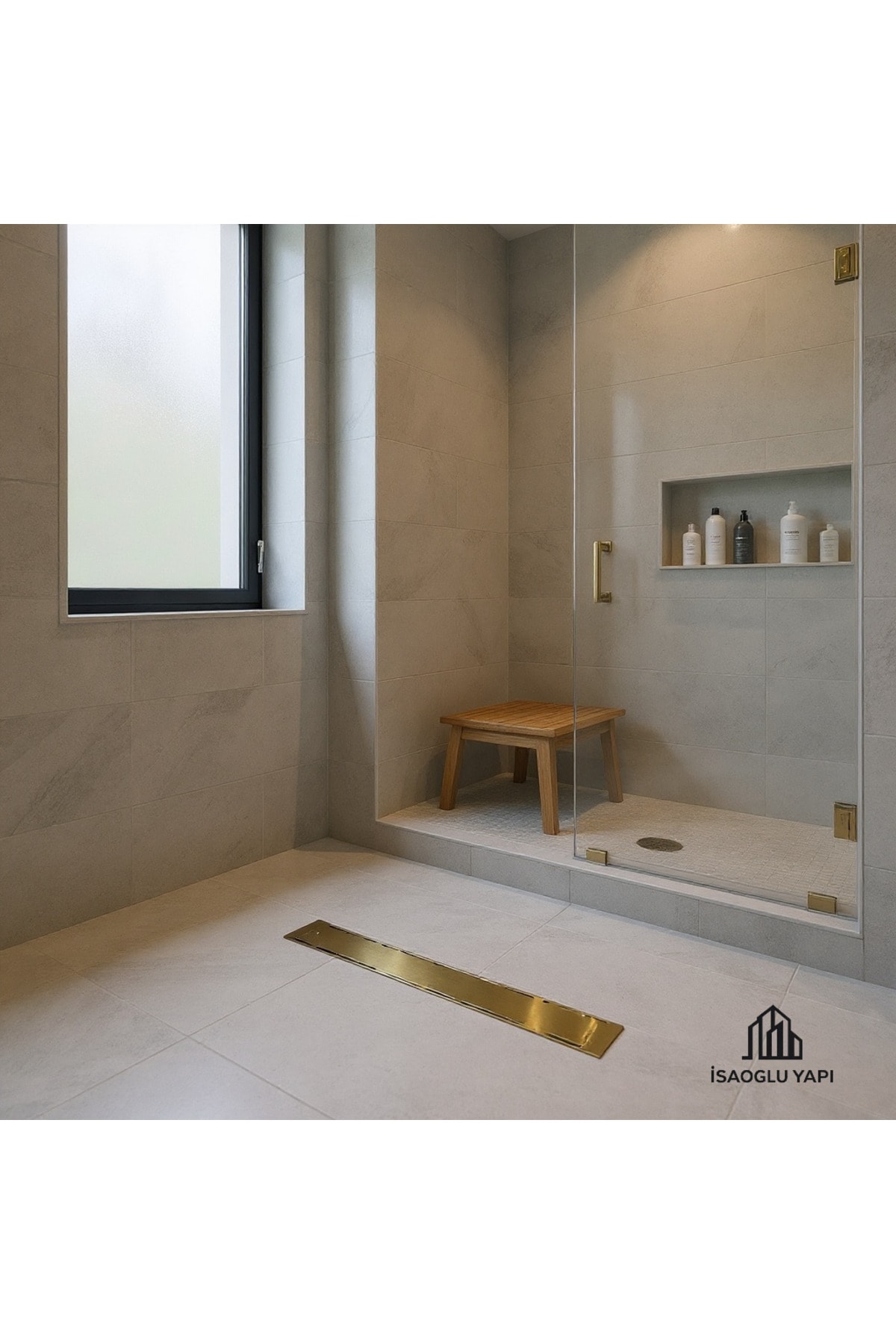 Mat Gold Duş Kanalı Duş Süzgeci Gold 40 Cm Paslanmaz Çelik Duş Gideri