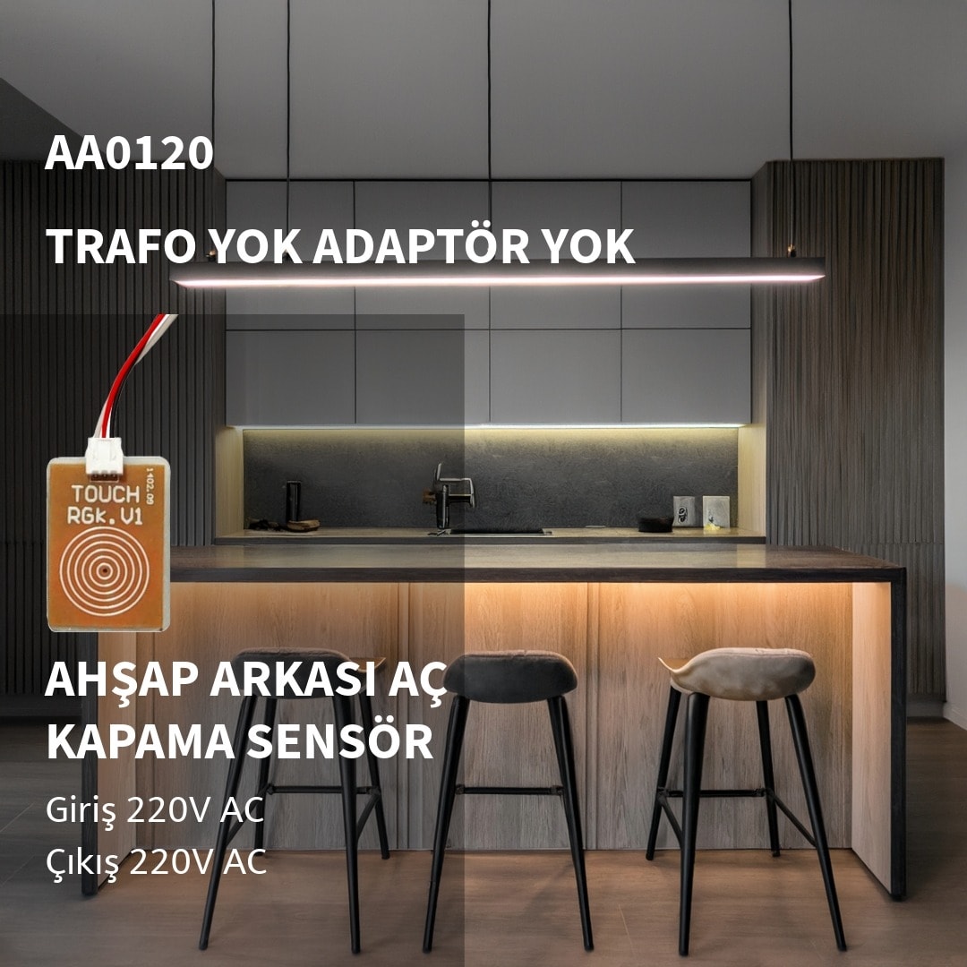 Ahşap-Taş Arkası 220V Dokunmatik Sensör Anahtarı