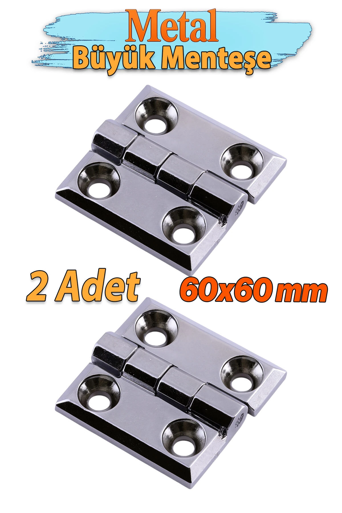 Metal 2 ADET 60x60 mm Gümüş Yaprak Menteşe Kapi Pencere Dolap Mobilya Kapak Menteşe Bağlantı