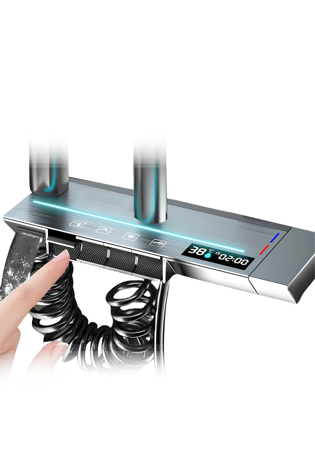 Piyano 5 Fonksiyonlu Kendinden Banyo Bataryalı Dijital Akıllı Robot Duş Seti Tepe Duş Seti