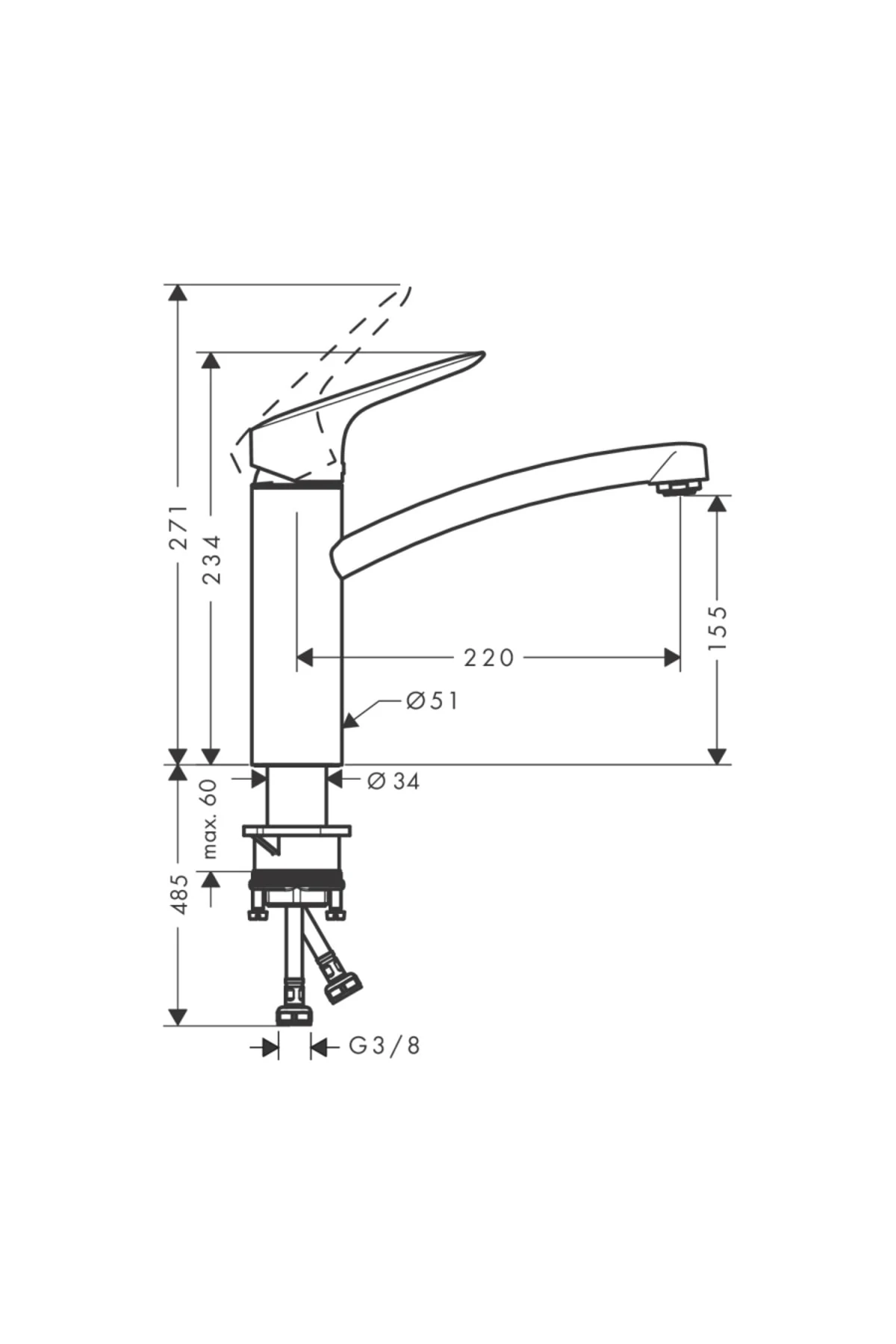 Logis M31 Tek Kollu Eviye Bataryası 160, Coolstart, Ecosmart, 1jet Krom