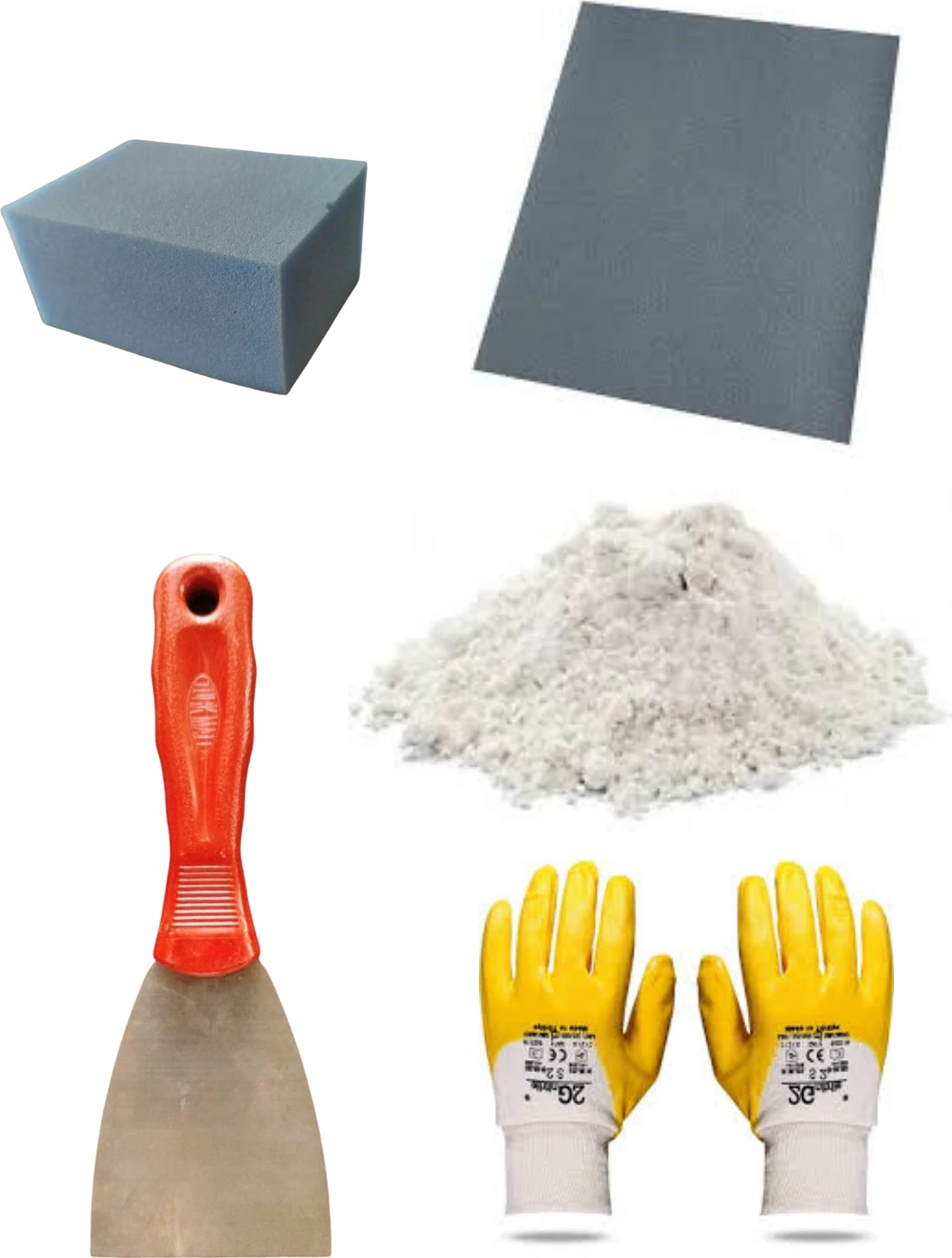 Duvar Tamir Seti 2 kg Sıva Alçısı, Alçı,spatula,zımpara,sıva Süngeri,eldiven 5 Parça Set