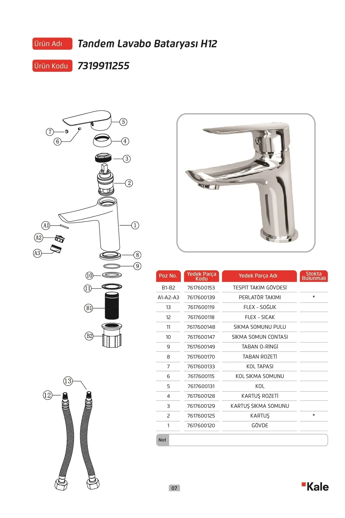 TANDEM LAVABO BATARYASI (H12)