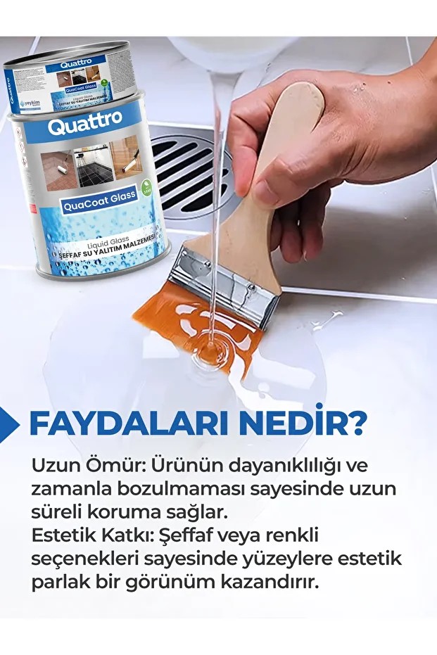 Quattro Quacoat Glass Şeffaf Cam Su Yalıtım Malzemesi 4 Kg