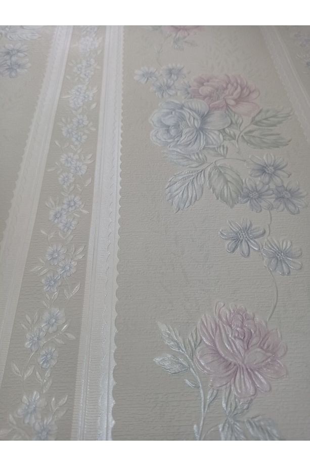 Çiçek Desenli Kabartmalı Silinebilir Duvar Kağıdı (50cm Genişliğinde 10 Metre Uzunluğunda)