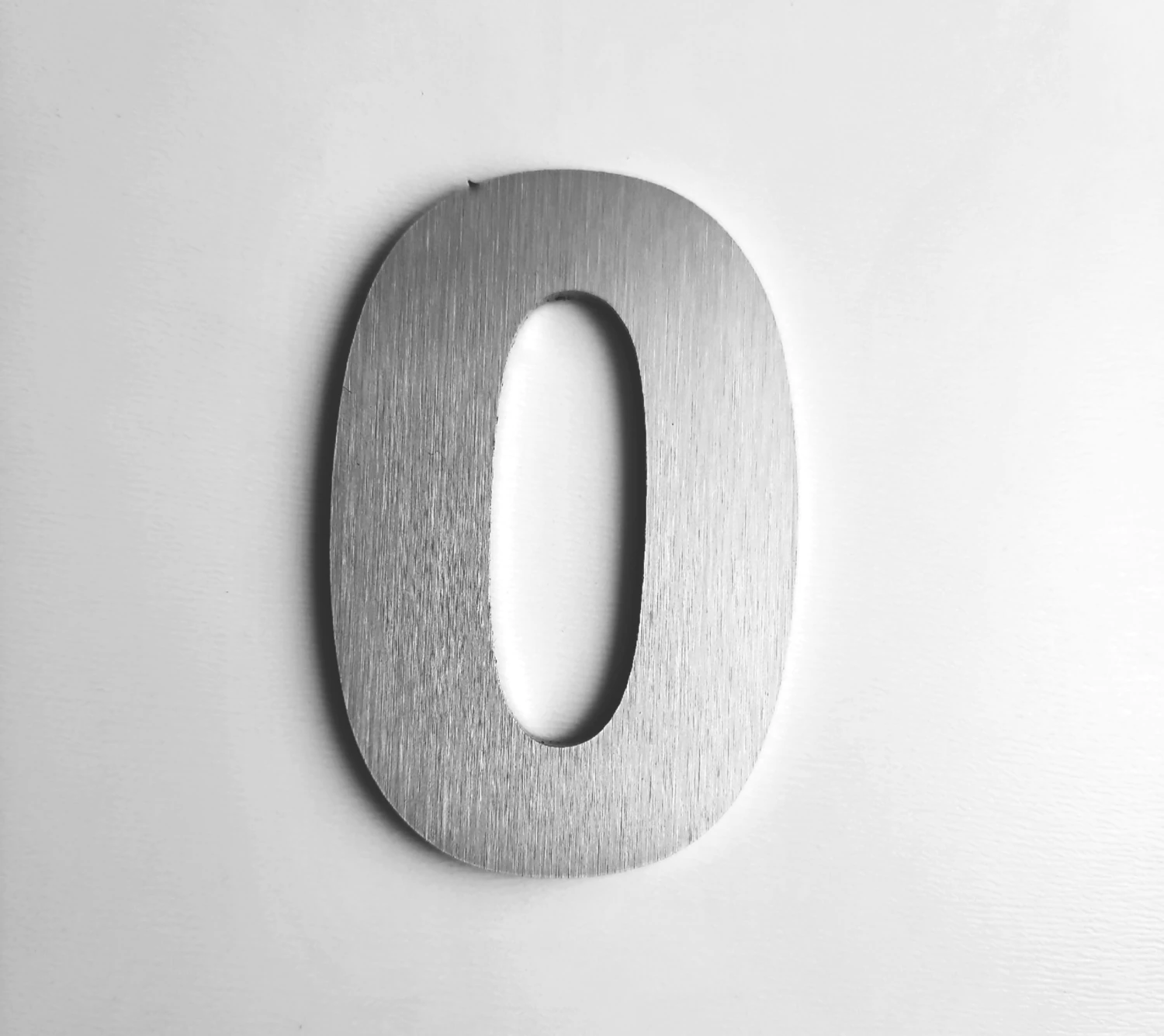 Kapı, Daire, Bina, Numarası 6 cm No:0 Fırça Desen Paslanmaz Çelik Metal Kendinden Yapışkanlı Numara