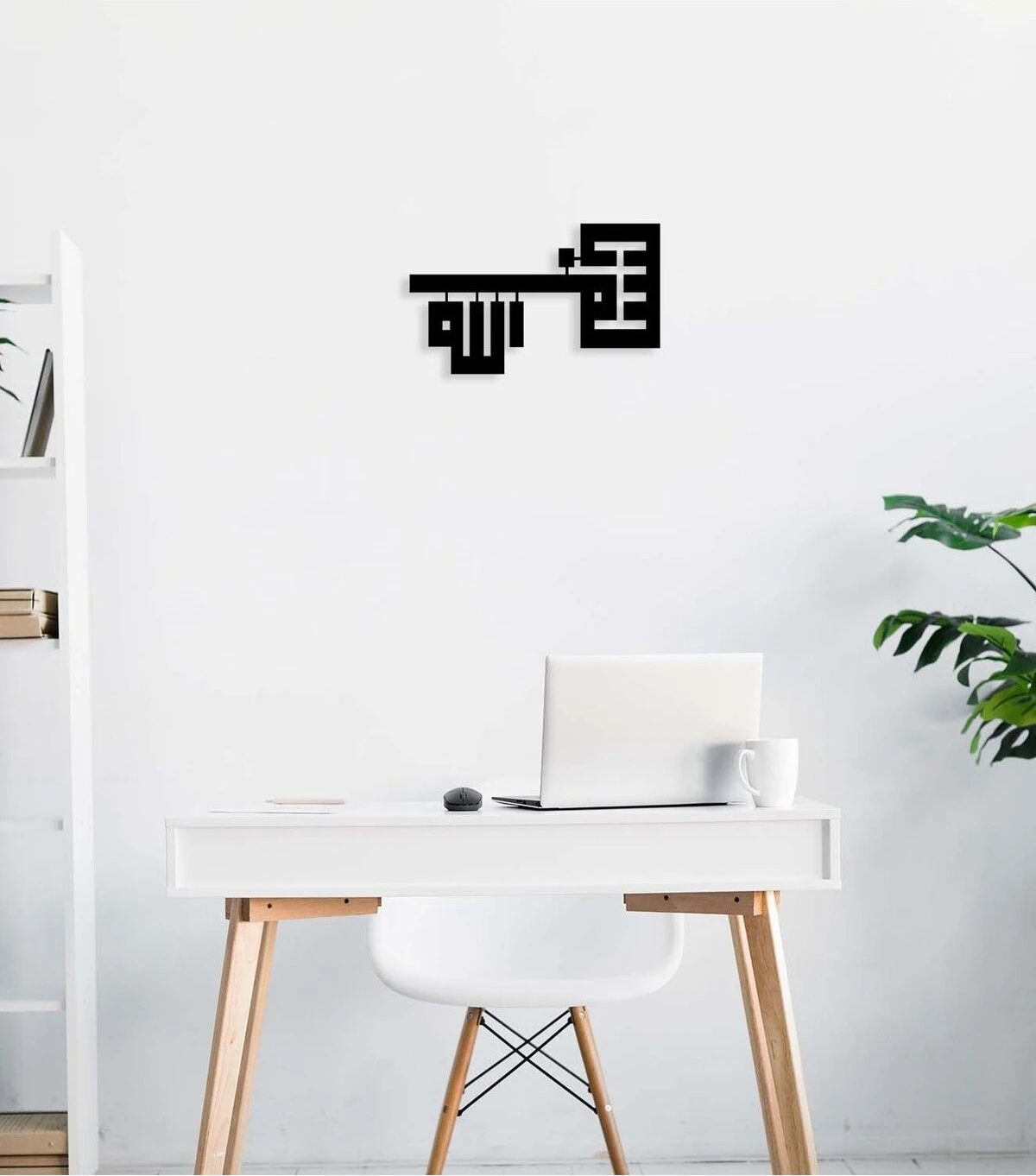 -Bismillah (Anahtar Motifi) Islami Metal Tablo - Islami Ev Dekorasyonu - Dini Duvar Tabloları - 30 X 50 - Cm - Sıyah-Islm-033