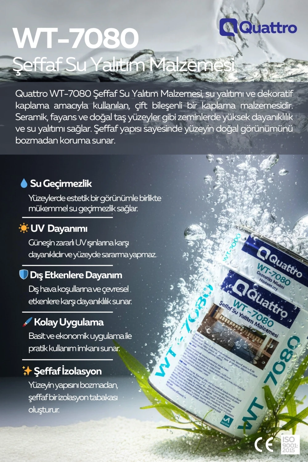 Quattro WT-7080 Şeffaf Su Yalıtım Malzemesi