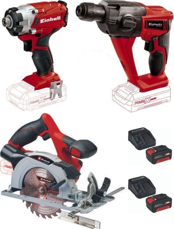 EİNHELL Te-Hd 18 Vidalama Te-Cı 18/1 Torklu Vidalama Te-Cs 18/150 Daire Testere 2X4.0AH Akülü Set