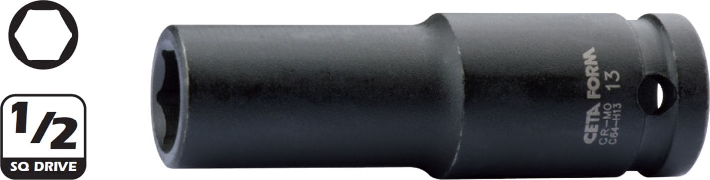 C64-H18 18Mm 1/2” 6 Köşe Derin Havalı Lokma Anahtar