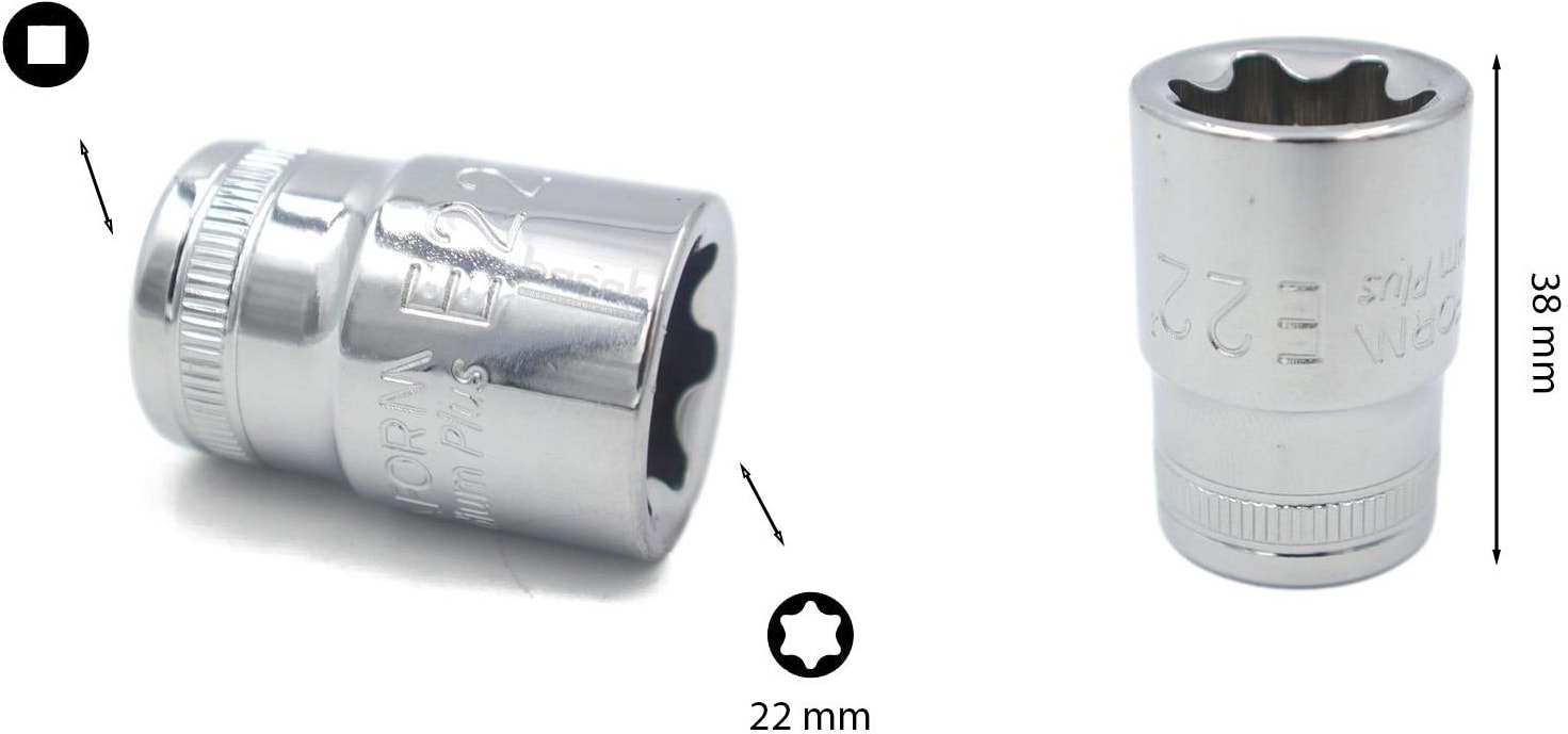 E22 1/2” Dış Torx Lokma Anahtar C26-22