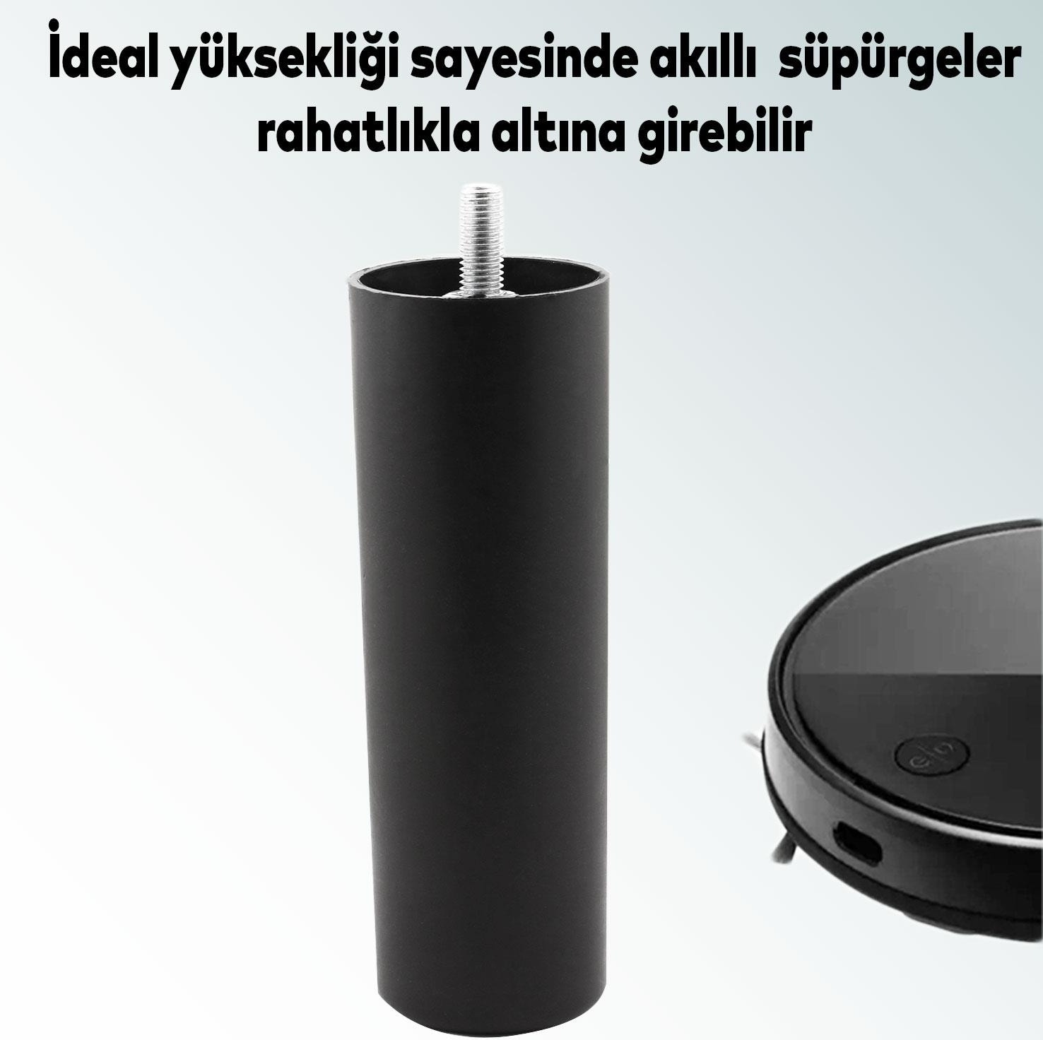Mobilya Kanepe Sehpa Tv Ünitesi Koltuk Ince Diş Orta Destek Ayağı 15 cm Siyah Baza Ayak 4 Adet