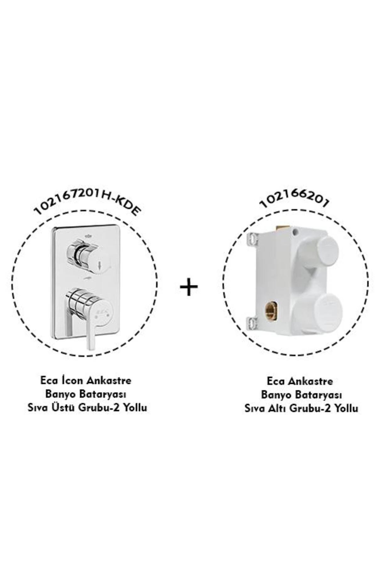 Icon Ankastre Banyo Bataryası 2 Parça Set / 2 Yollu (102167201H-KDE+102166201)