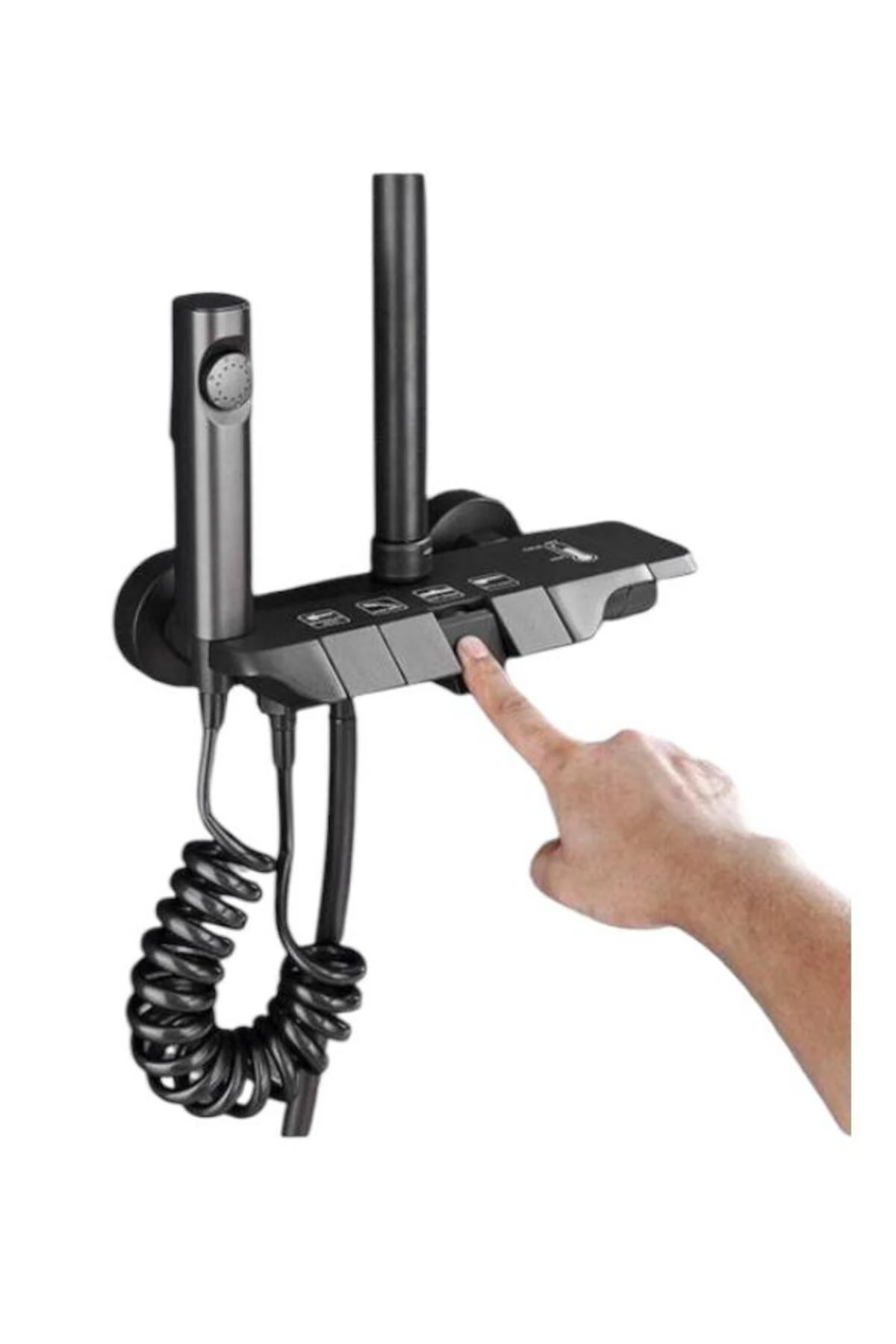 Gri Piyano Robot Duş Seti Yağmur Tepe Banyo Prinç