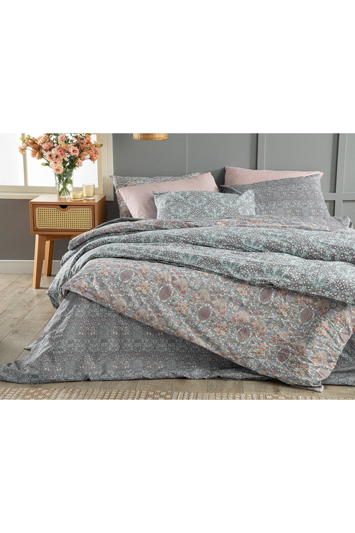 Honeysuckle Kolay Ütülenir Çift Kişilik Nevresım Setı 200x220 Cm Mavi