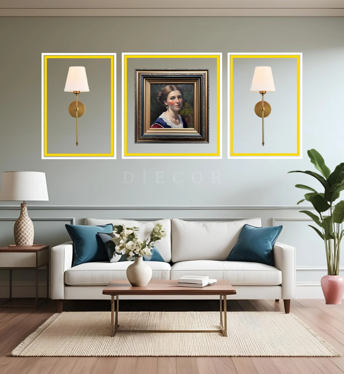 Dekoratif Boyanabilir Duvar Çıtası & Gold Ayna Pleksi Hazır Kesimli 6 Adet Çerçeve Paketi