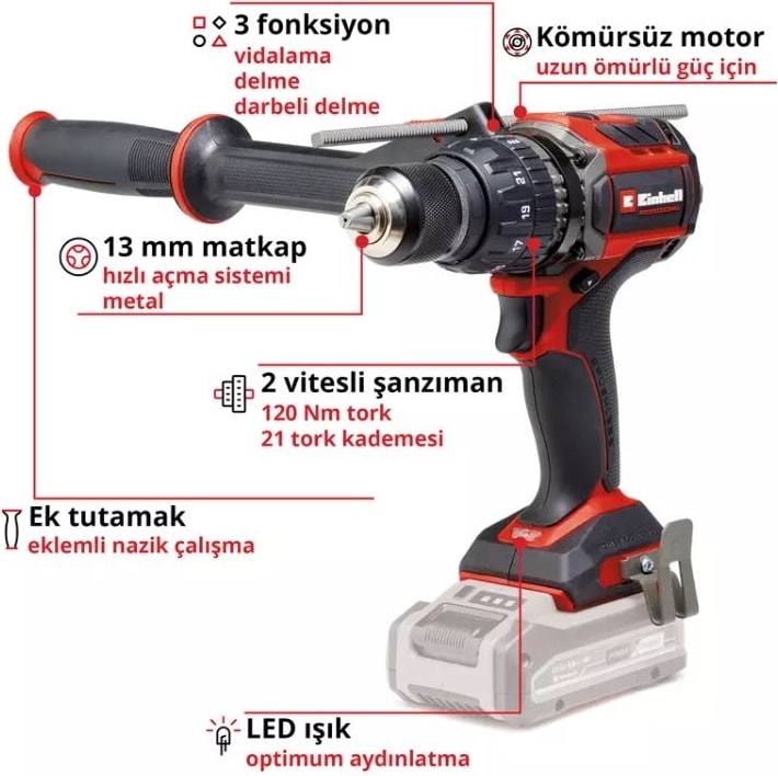 EİNHELL Tp-Cd 18/120 Li-I Bl Akülü Matkap -120NM Tork- 18 V 6 Ah Tek Akü + 18 V 4 Ah Fastcharger
