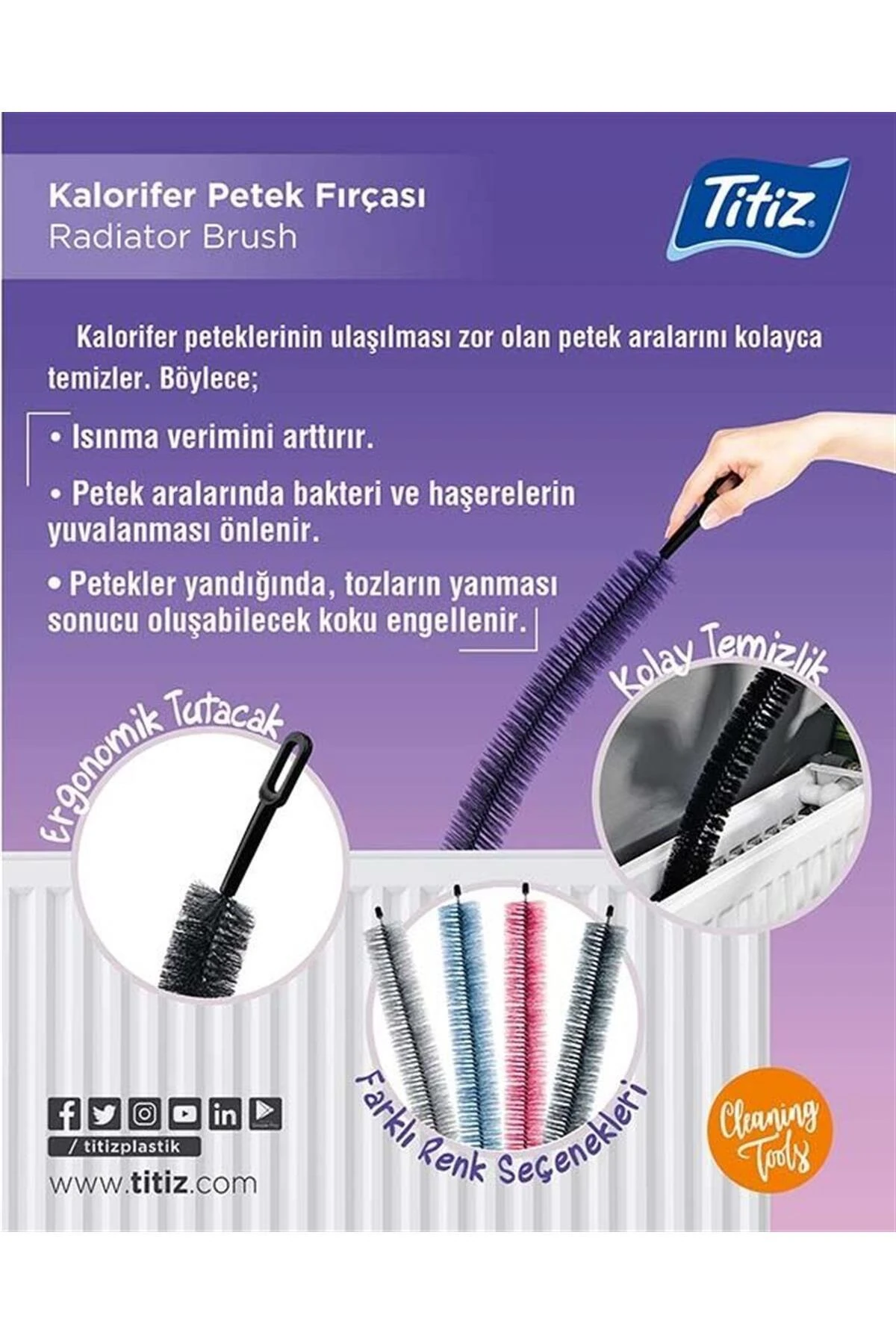 5'li Set 4 Adet Kalorifer Petek Oda Nemlendirici 1 Adet Kalorifer Temizleme Fırçası Seti