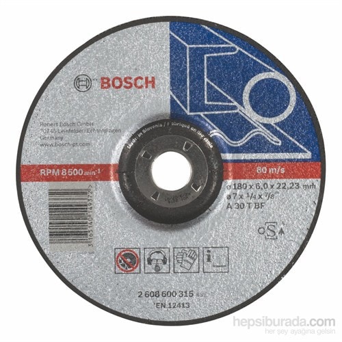 BOSCH - Expert Serisi Metal İçin Bombeli Taşlama Diski (Taş) - A 30 T Bf, 180 Mm, 6,0 Mm