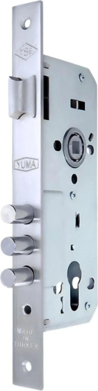 3 Pimli Çelik Kapı Kilidi - Barelli - Silindirli Gömme Kilit 45 mm Saten