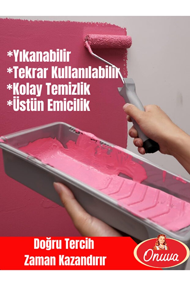 Hobi Boyama Seti | Boya tavası | Sünger üstü Kadife Rulo 2 adet (Saplı)
