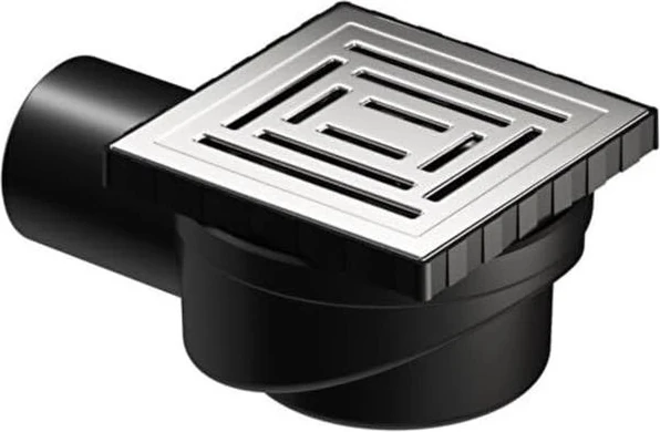 V-Flow Kare 5606980 Duş Kanalı, Yandan Çıkışlı, 10X10 Cm, Dk 800 Kapak, Parlak Krom