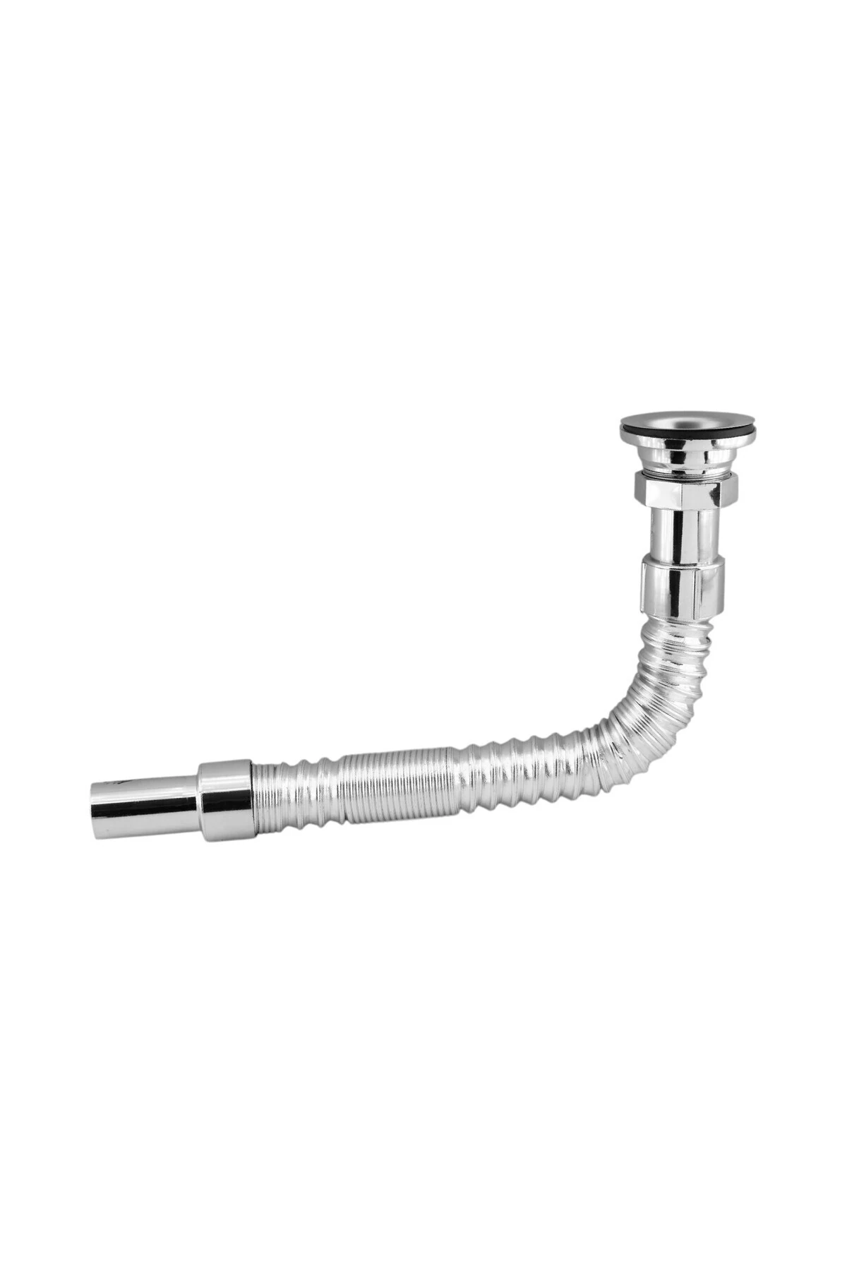 Körüklü Lavabo Sifonu Koku Önleyici Krom Gümüş Evye Gider Borusu Sifon Hortumu Uzun 33-80 cm Uzayan