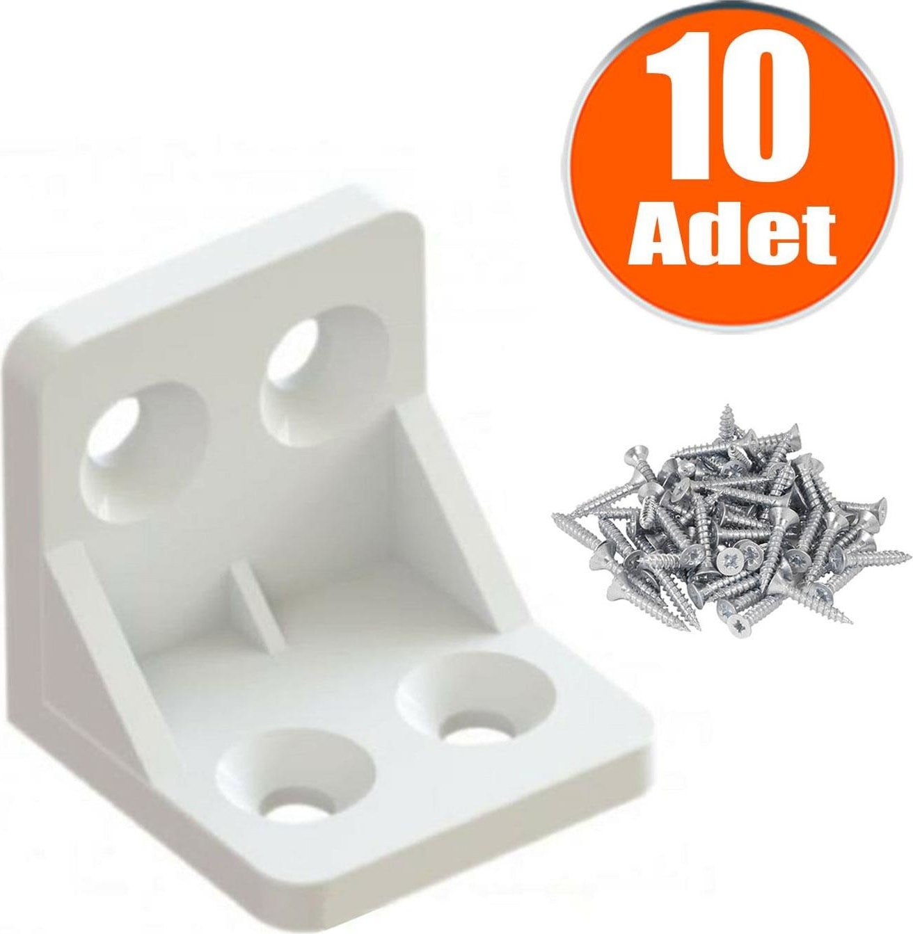 Mobilya Eşya Dolap Köşebent Bağlantı Sabitleme Sabitleyici L Gönye 28x28x28 Mm Plastik (10 ADET)