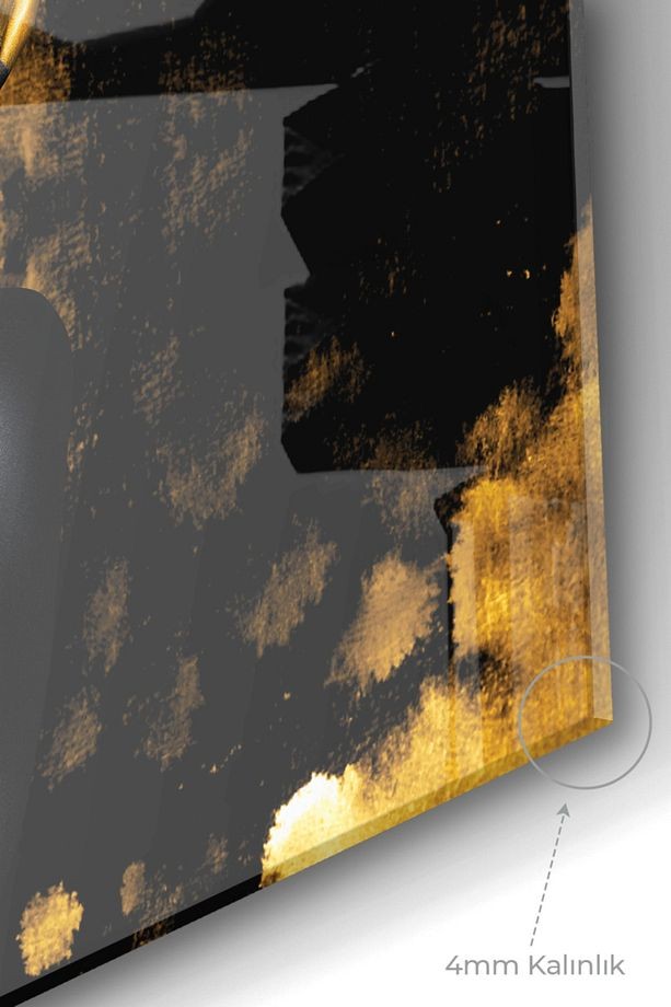 Gold Detaylı Siyahi Kadın | Etnik Temalı Cam Tablo | 50x70 Cm