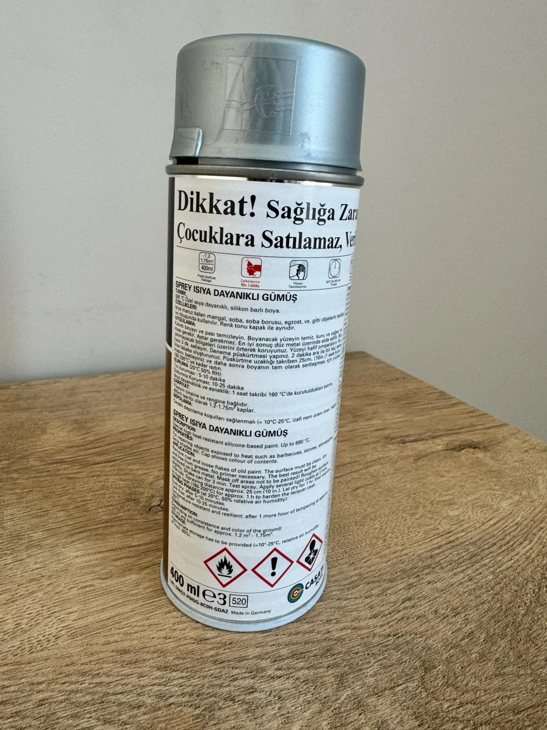 690 Derece Isıya Dayanıklı Gümüş Gri Sprey Boya 400 ml Gümüş Gri