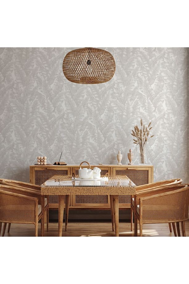 Vera 1507-1 Soft Beyaz Yapraklı Duvar Kağıdı 16,5 M2