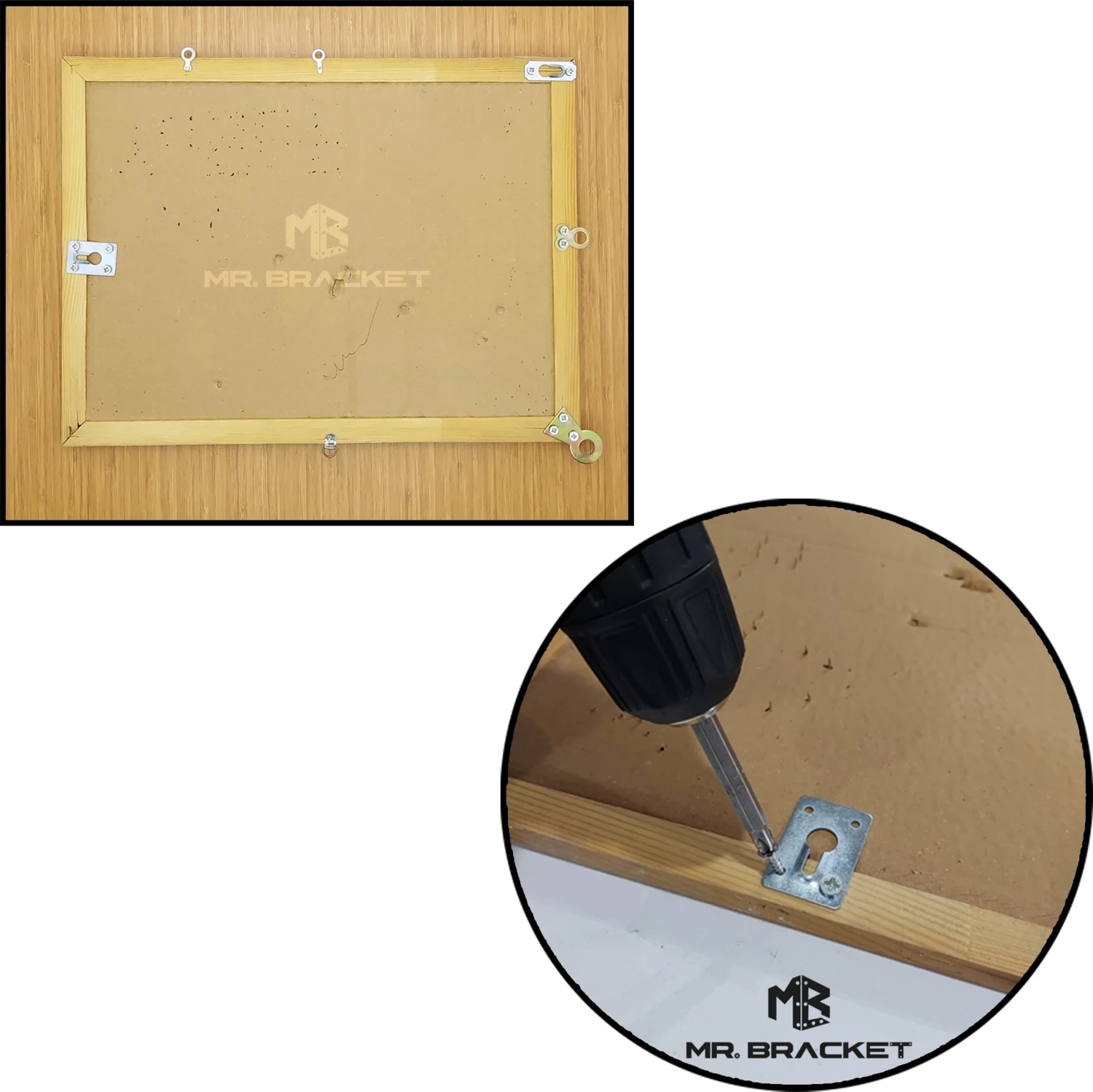 10 Ad. Tablo Kancası Düz Model - Metal Çerçeve Askısı Aparatı - Vidalı Fotoğraf Resim Asma Kancası