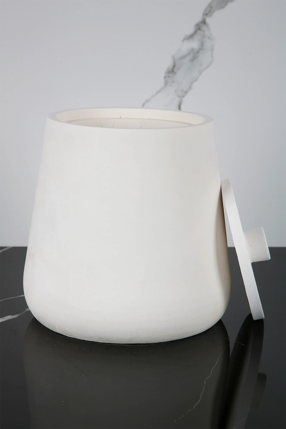 2 Parça Beton Çöp Kovası Banyo Mutfak Tuvalet Wc 18 Cm 4 Litre Kapaklı Kutu