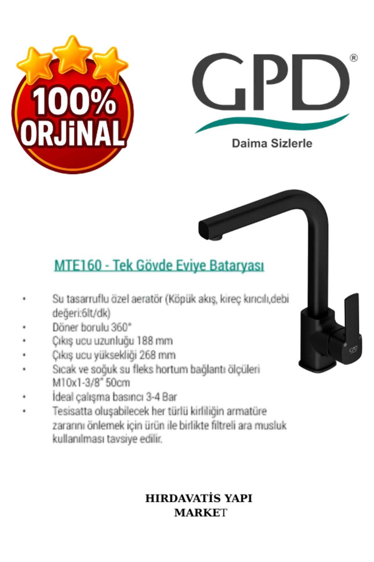 Pedra MTE160-S Tek Gövde Eviye Bataryası