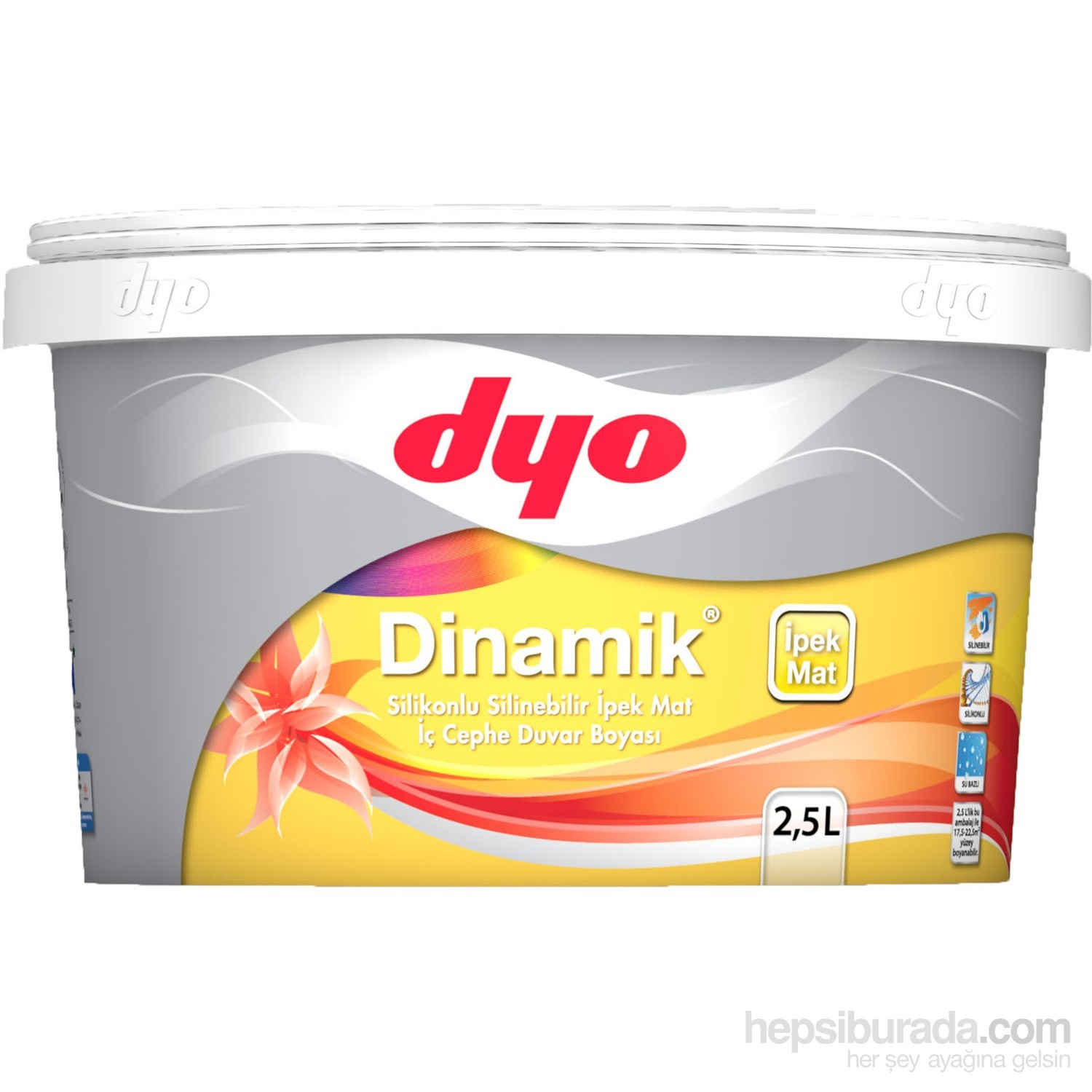 Dinamik Silikonlu Silinebilir İpek Mat İç Cephe Duvar Boyası 2,5 Lt. - 2914 Yeni Fildişi