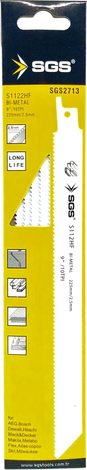 2713 Bi-Metal Tilki Kuyruğu - Panter - Kılıç Testere 225MM 5'li Paket