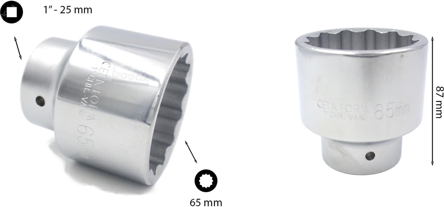 65 mm 1” 12 Köşe Yıldız Lokma Anahtar C42-B65