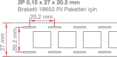 2p Braketli 18650 Pil Punta Için Nikel Kaplama Şerit 5 Metre (0,15 x 27 x 20.2 Mm)