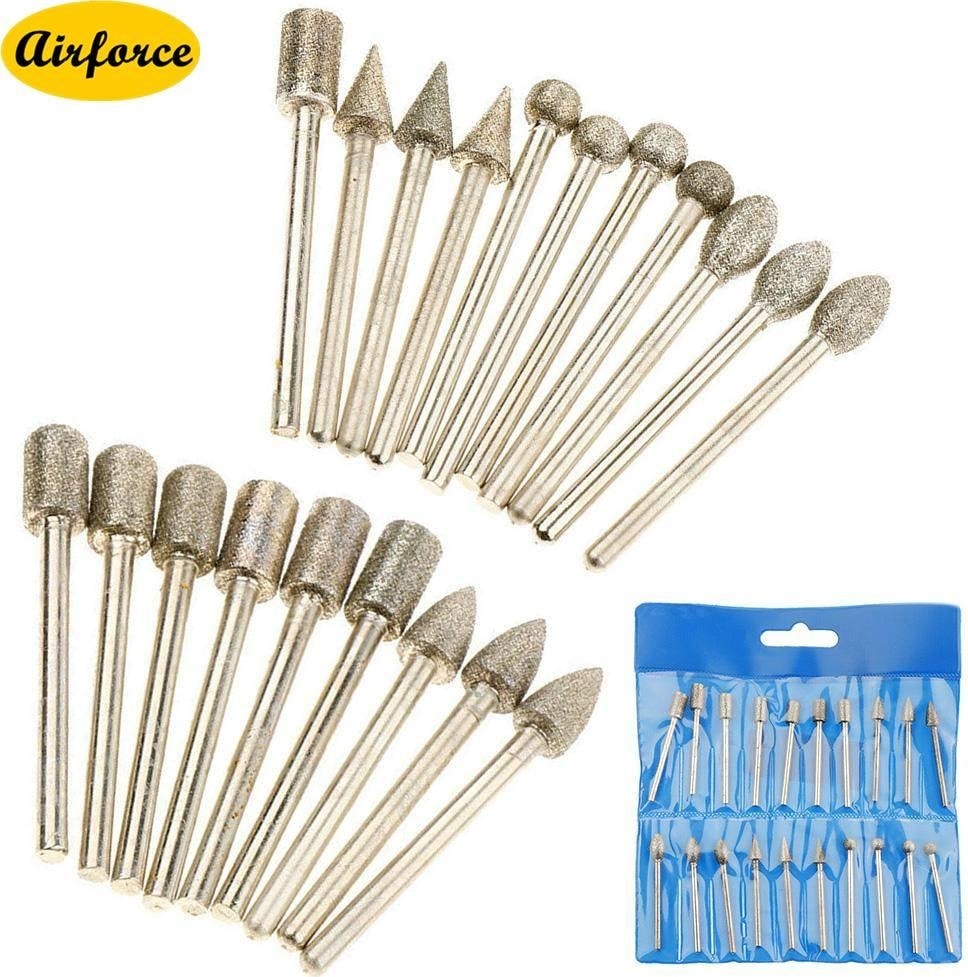20 Adet 3*6mm Taşlama Kesme Kafası Shank Elmas Matkap Uçları Oyma Parlatma Dremel Döner Alet Setleri (Yurt Dışından)