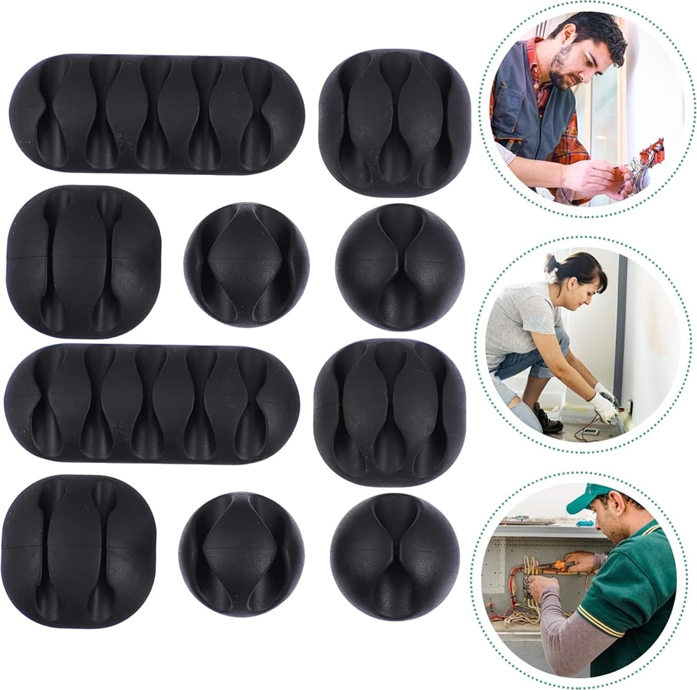 Kablo Klipsi Düzenleyici, 10'lu Kablo Düzenleyici, Ev, Araç, Ofis Için Masa Altı Kablo Yönetimi, Duvar, Yüzey Için Kalıntı Bırakmayan Yapışkan, Şarj Kablosu Düzenleyici,