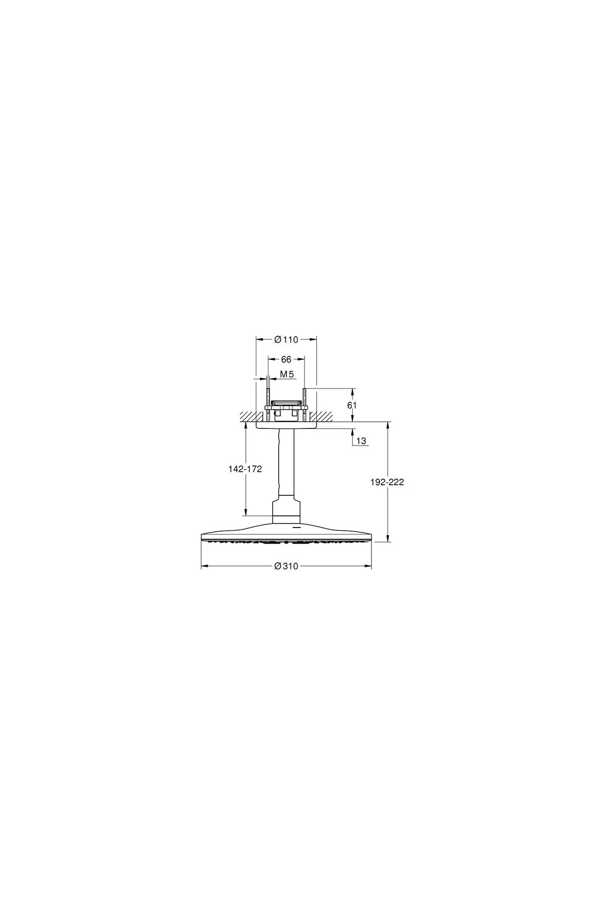 Rainshower Smartactive 310 Tepe Duşu Seti 142 Mm, 2 Akışlı-26477000