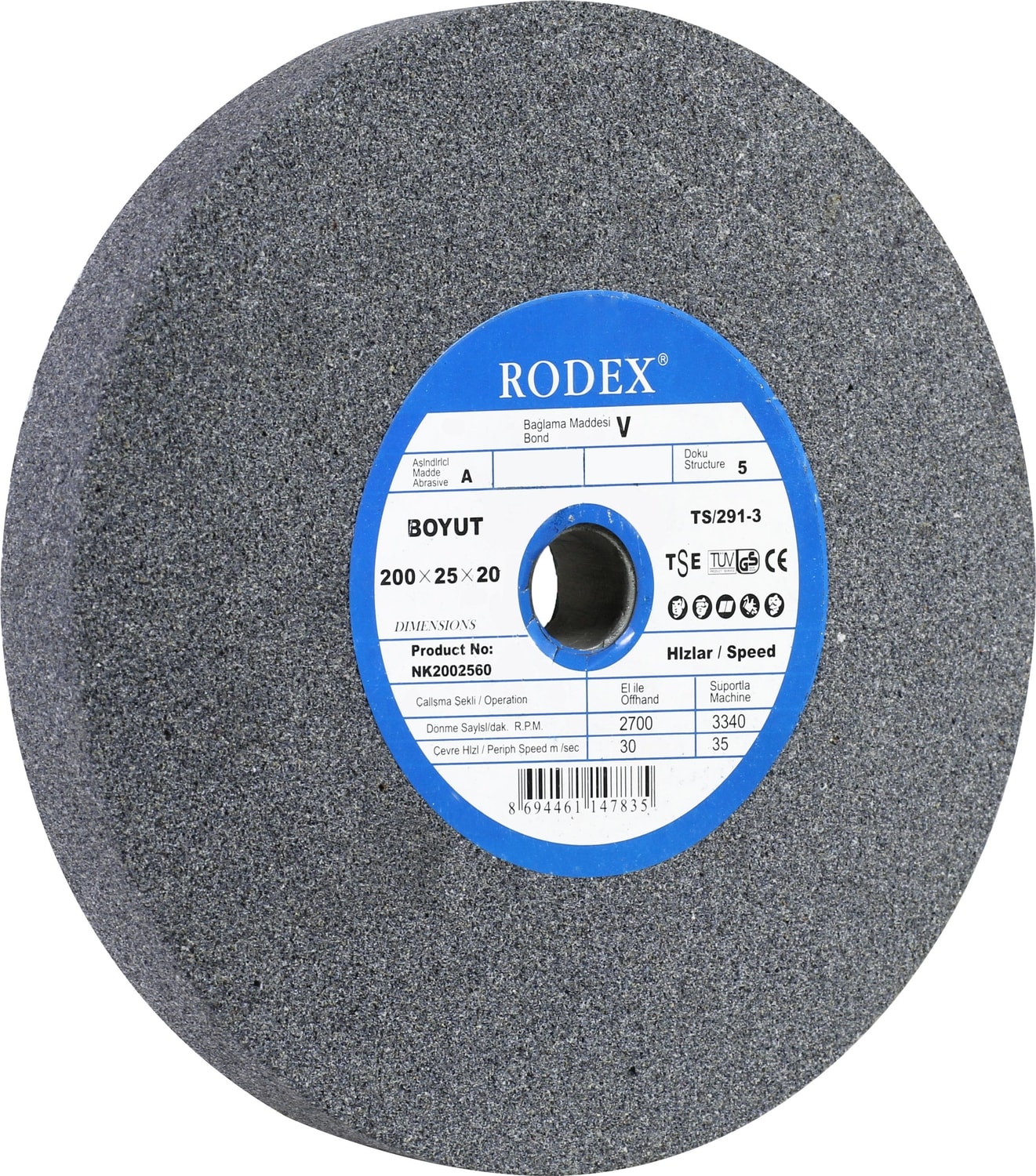 Taşlama Bıçak Bileme Taşı Taş Motoru 200X25X20 mm 60 Kum