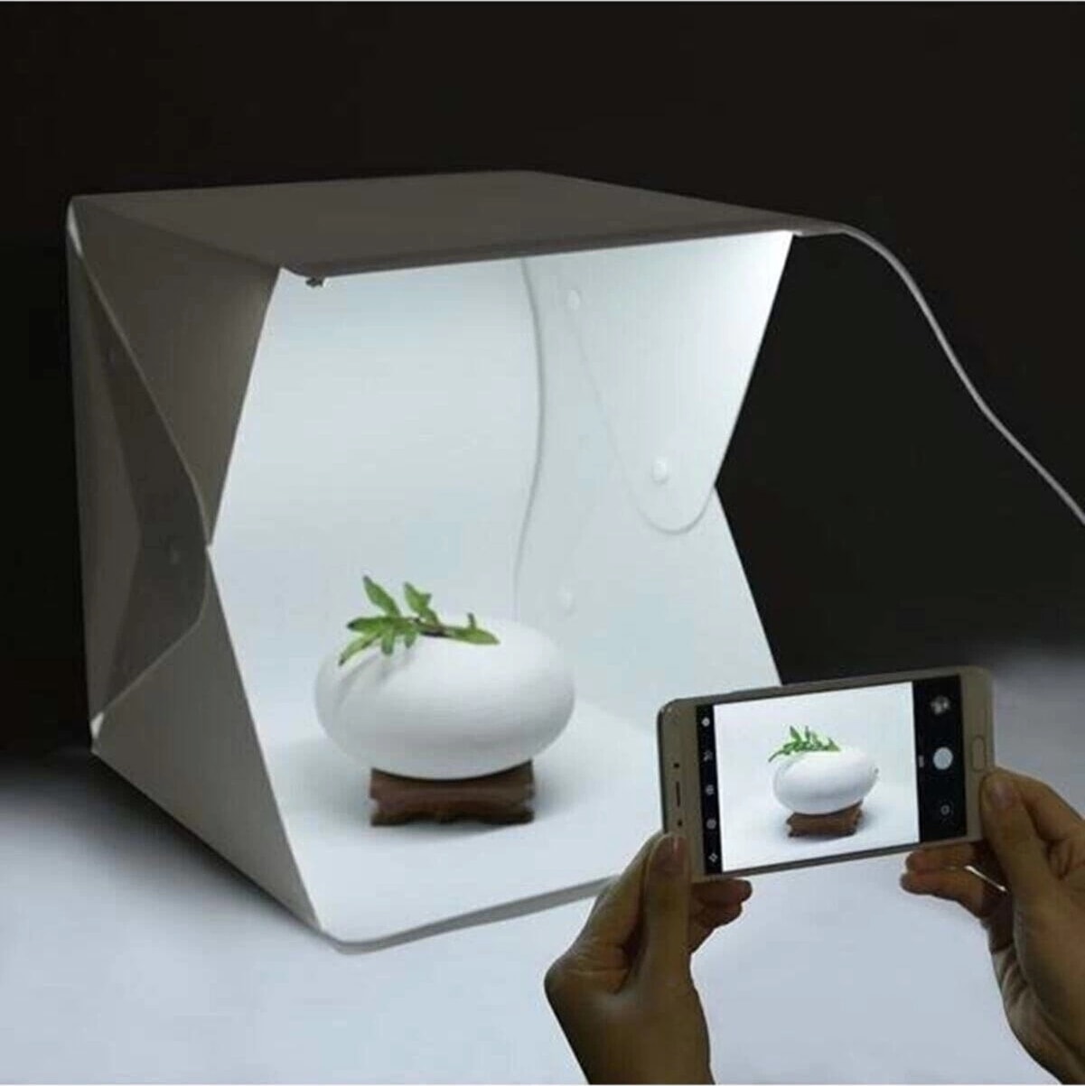 Buğz 20 x 20 cm Profesyonel Stüdyo LED Işıklı Çift Sıra Ürün Fotoğraf Çekim Çadırı