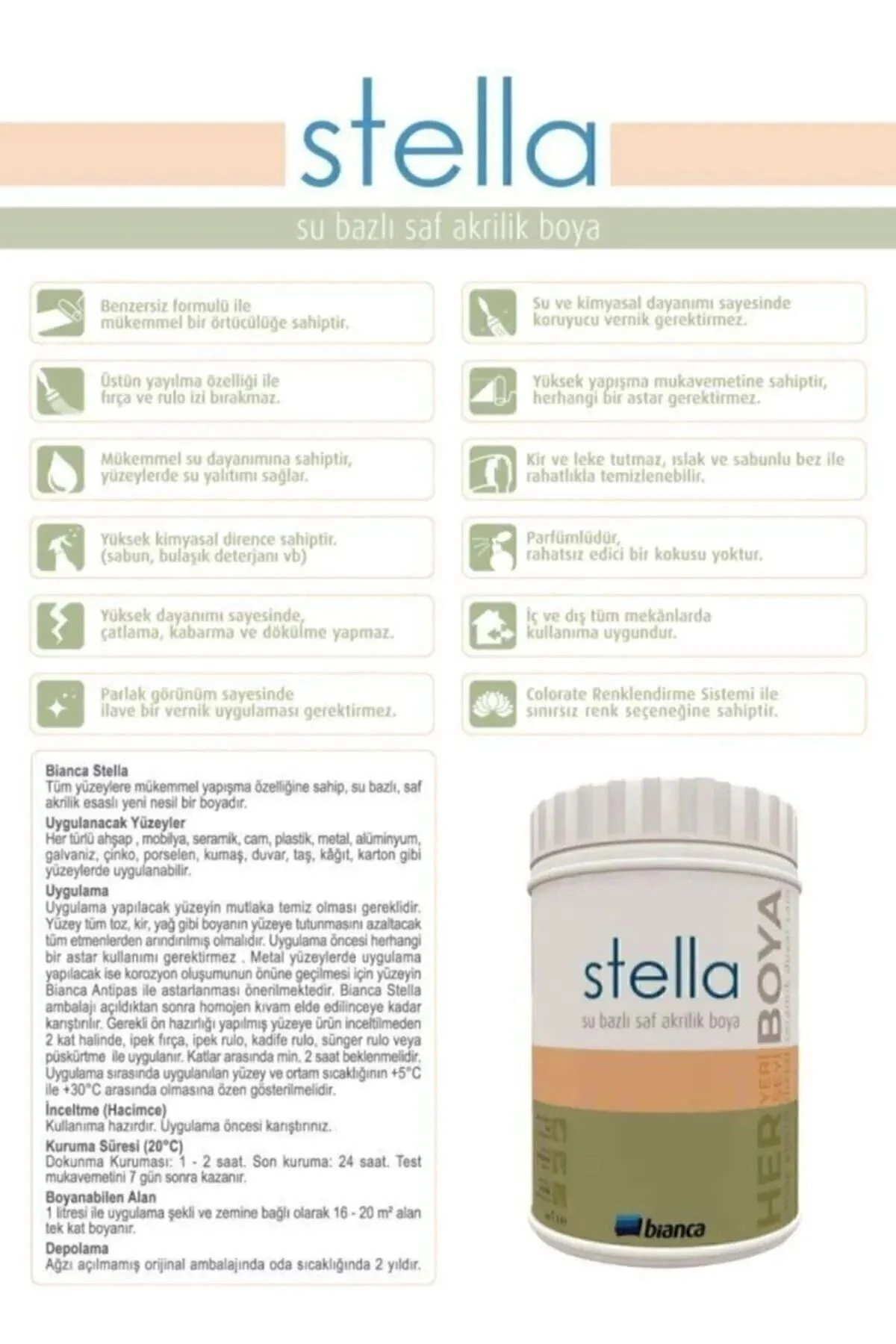 Stella Boya Yeni Nesil Yaşam Boyası Dolap-fayans-cam-plastik-ahşap
