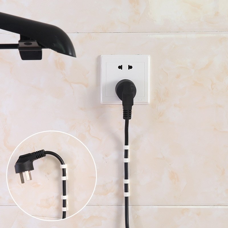 Kablo Tutucu Yapışkanlı Mini 20LI Kanal USB Şarj Veri Kablosu Tutucu Yapışkanlı Kordon Siyah