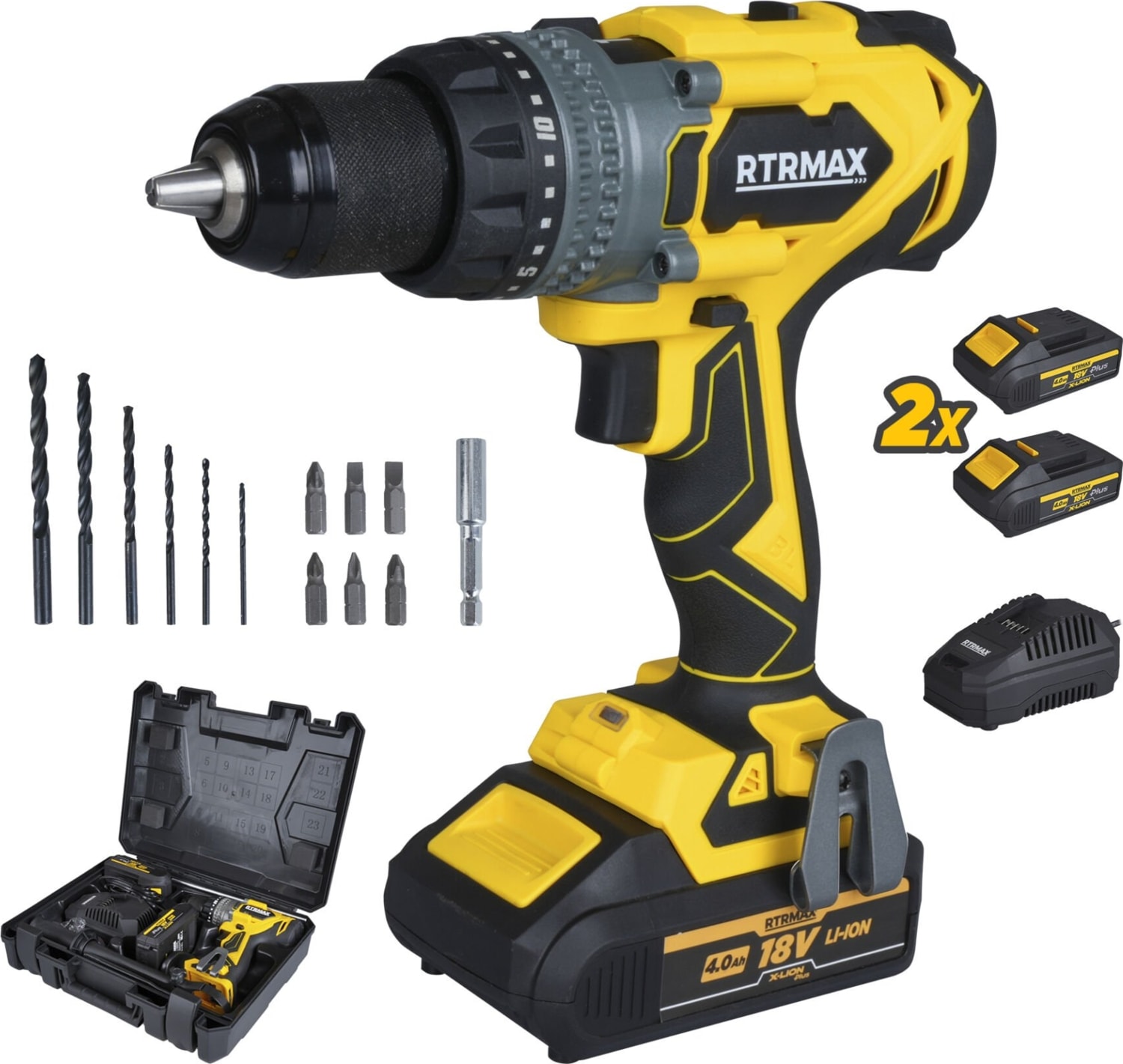 RTX3020 Şarjlı Darbeli Matkap Kömürsüz 150 Nm 2x4 Ah Plus Çift Akü Hızlı Şarj X-Lion - Akü Dahil