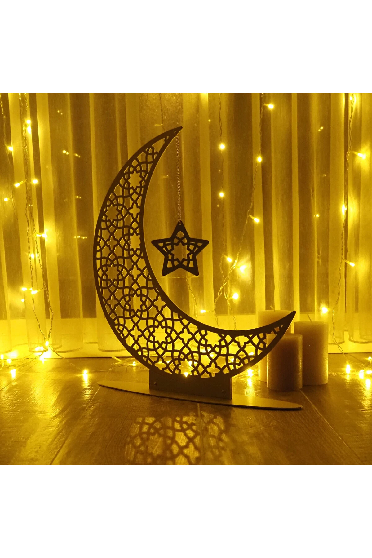 33 Cm Metal Ramazan Hilali Masaüstü Islami Dekor - Ramazan Süsleri - Ev Dekorasyon - Wamh169