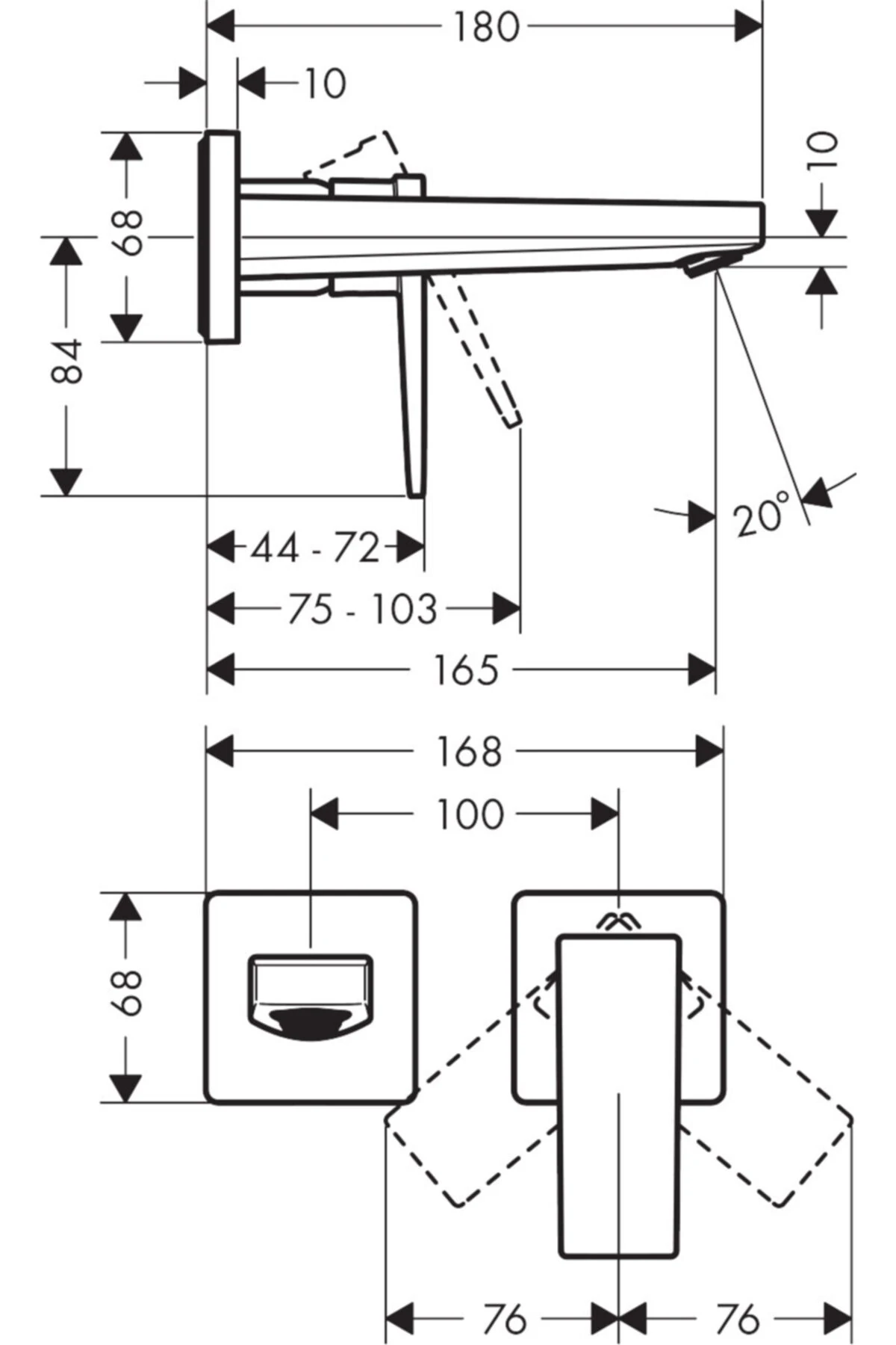Metropol Tek Kollu Lavabo Bataryası Krom Loop Volan, Ankastre Duvara Monte, 16.5 Cm Gaga I