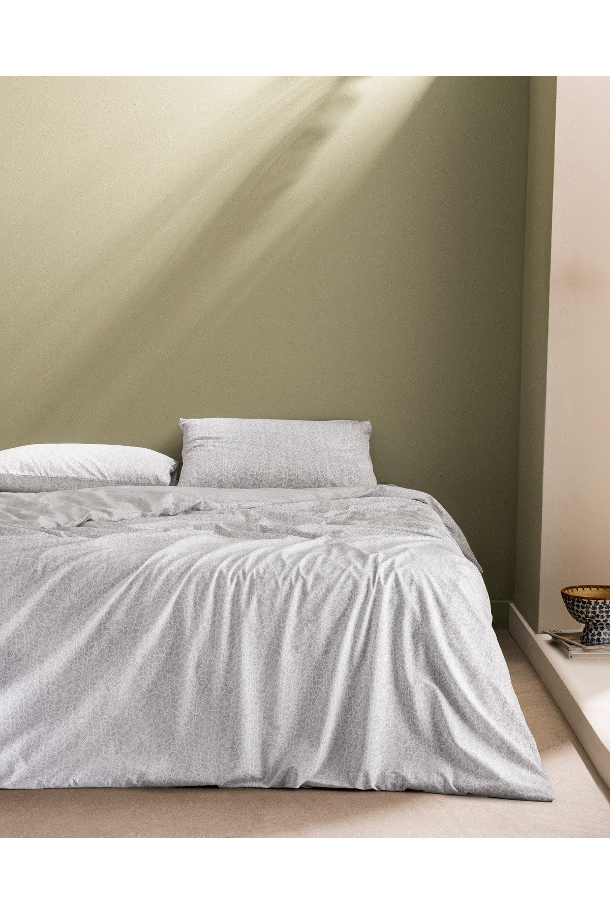 Grelot King Size Pamuklu Baskılı Nevresim Takımı - Gri